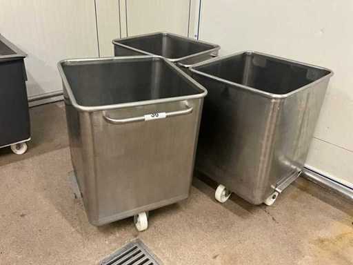 Stainless steel feeding tubs (3x)