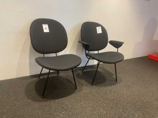 Lensvelt « W.H. Gispen » Chaise de salle d’attente (2x)