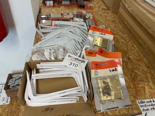 8 Scharniersätze, Regalstützen und Schutzfolien