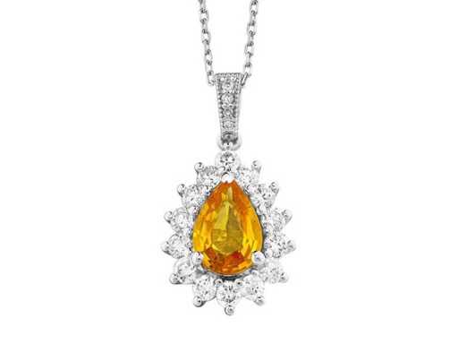Luxe AAAA Natural Vivid Yellow Sapphire Hanger 1,20 karaat in 18 karaat witgoud