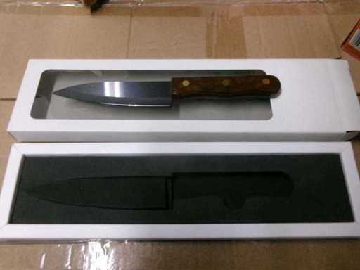 Keramisch mes 5", ca. 12,5 cm, houten handvat, zo goed als nieuw (MR) (36x)