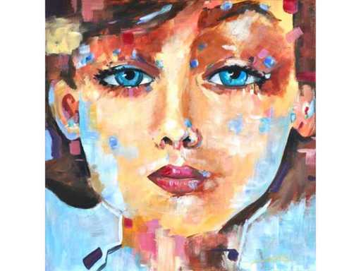 Lobke - Blue-eyed girl - acrylic on canvas - 50x50 cm