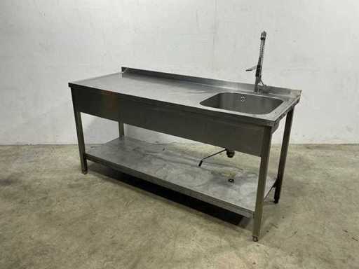 Stainless steel work table with sink
