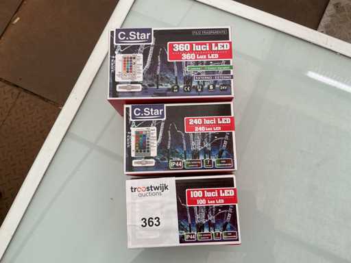 C.Star. Schutzart IP44. Innen- / Außenbereich, Weihnachts-LED-Beleuchtung. (3-fach)