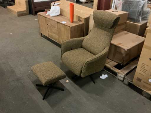 Giga Furniture Katie Taupe Relax Armchair with footstool