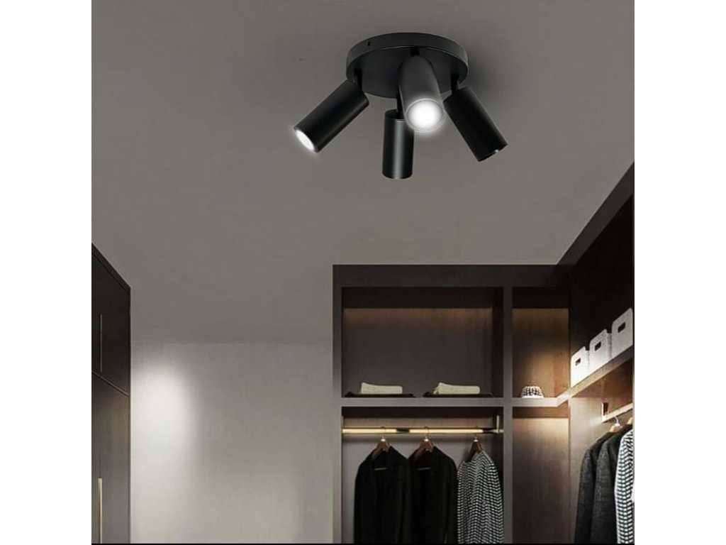 5 x Round Surface Mounted Fixtures with GU10 Fitting: 4 Rotatable Black Spots