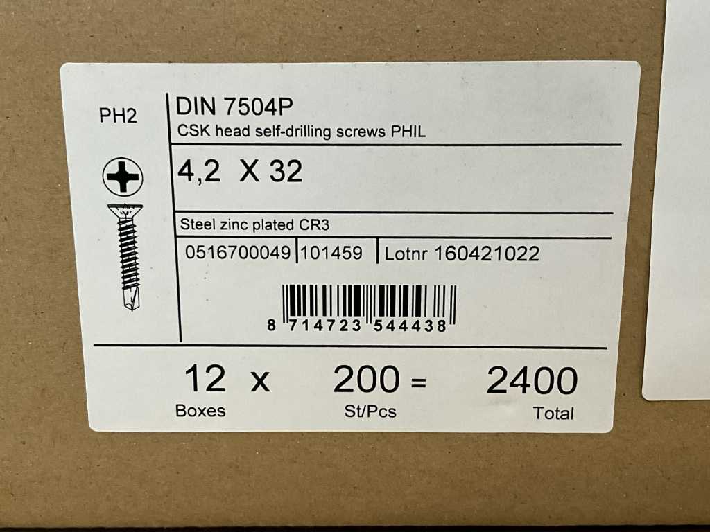 12x 200 Self-drilling screws 4,2x39