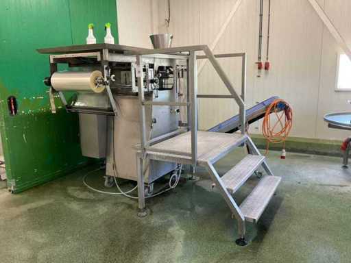 Prewa P250.15.002-Macchina per imballaggio Elesco con nastro trasportatore e piattaforma