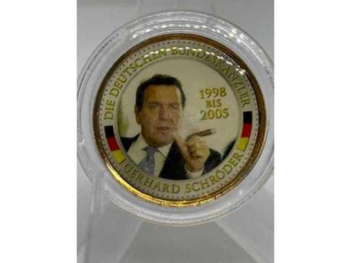 Plaqués or et colorisés 2 euros – Gerhard Schröder, chancelier d’Allemagne 1998–2005 – Allemagne