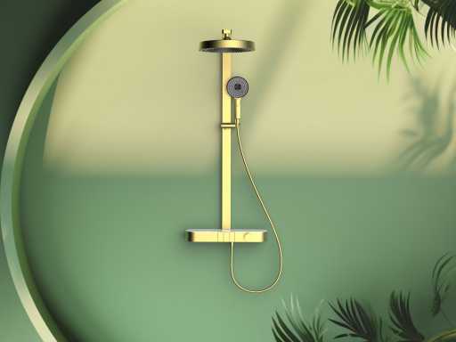 Design opbouw regendoucheset - Digitaal display - Goborsteld goud