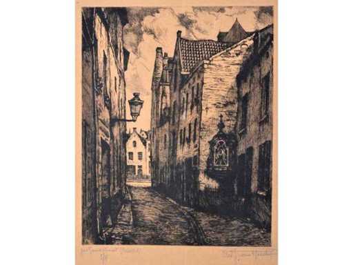 Antoon Jules Van Hoecke - Zeehondstraat (Brussels) - etching