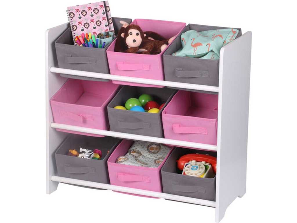 Urban Living storage unit with 9 non-woven baskets pink and grey