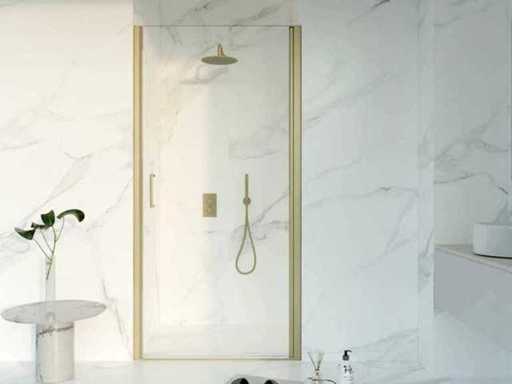 Douchedeur 90x200 veiligheidsglas anti kalk Geborsteld Messing PVD (Goud)