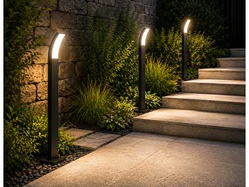 4 x LED Buiten Sokkel Lamp – 12W – 4200K Neutraal Wit - Zwart – IP65 – PRESTIGE-4