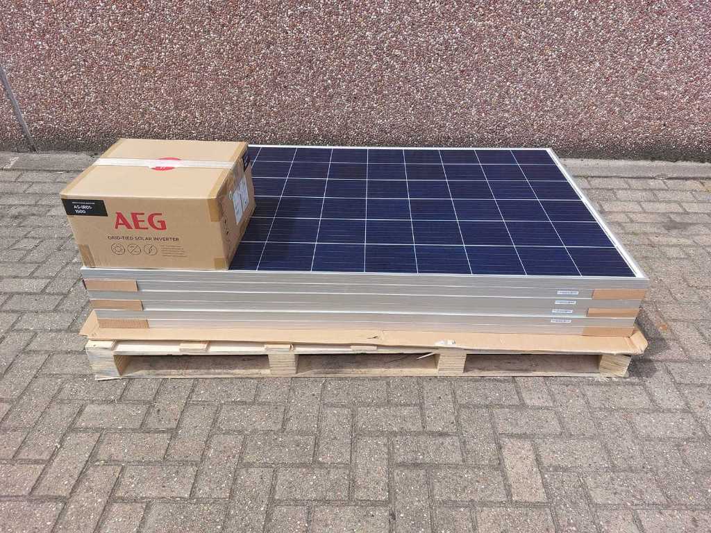 Set of 6 Akcome SK6610P-275 solar panels and 1 AEG AS-IR01-1500 inverter