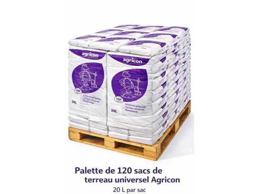 Pallet, of 120 bags of 20 l of universal potting soil of 20 l each 