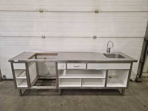 Werkbank - wastafel - buitenkeuken - 250 cm