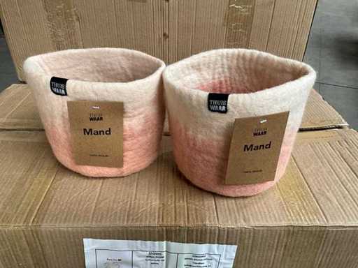 Fair Trade basket/flower pot wool felt +/- Ø16 x 16 cm high (253x)