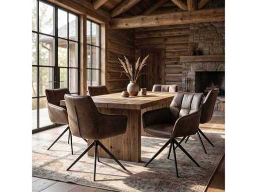 Set of 6 Dining Chair Tub with Armrest Dark Brown