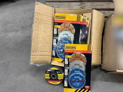 Workzone - Diamant-Trennscheiben-Set, 4-teilig+ Trenn- und Schruppscheiben-Set, 11-teilig, 20x pro Karton