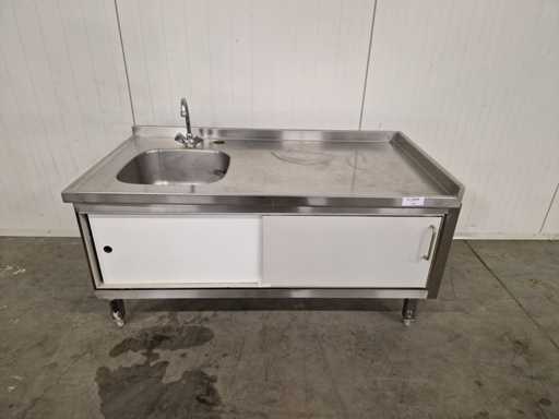 Werktafel met wasbak - 2 schuifdeuren - 133cm