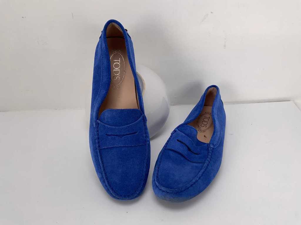 Tods blue suede on sale loafers