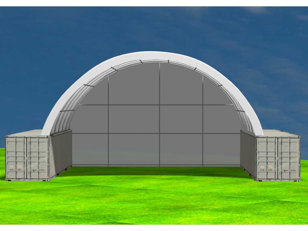2024 Stahlworks 40ft 12x12x4.5 mètres avec bâche d’extrémité Abri auvent / tente entre 2 conteneurs
