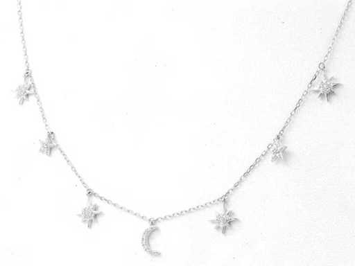 14 KT White Gold Necklace with Pendant With Natural Diamond