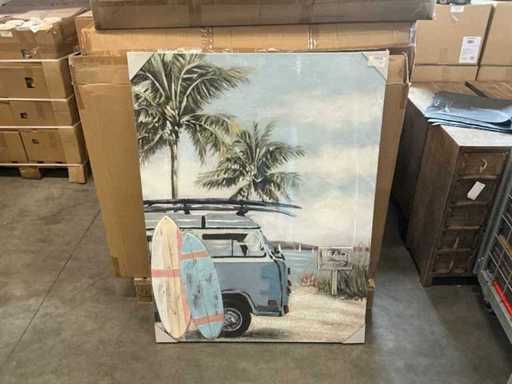 Partij schilderijen oil beach surf 90x120cm (26x)