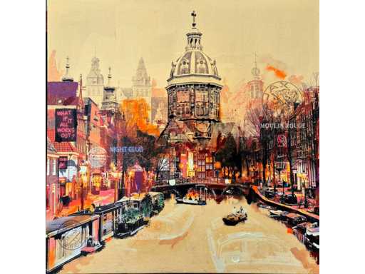 Mixed media/acryl op doek Mischa ‘Amsterdam’