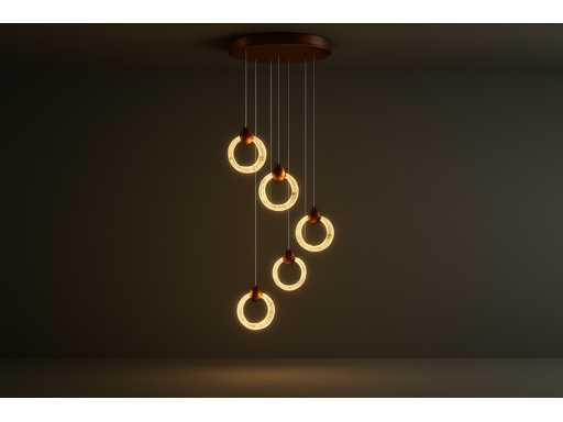 Lumière suspendue LED – B052/6 – 3000K – Blanc chaud – Ø350 mm – Hauteur réglable – Argent 