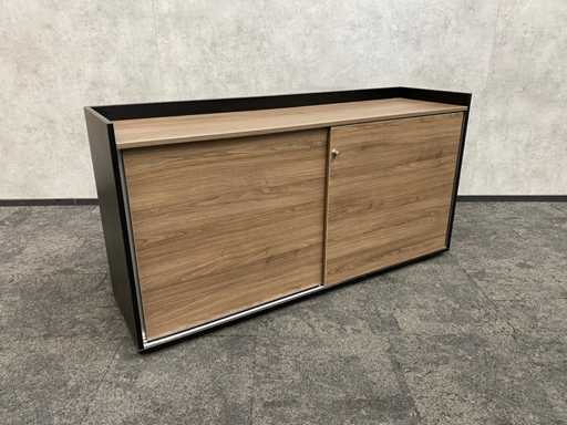 houtlook schuifdeurkast - zwart/noten - 160cm