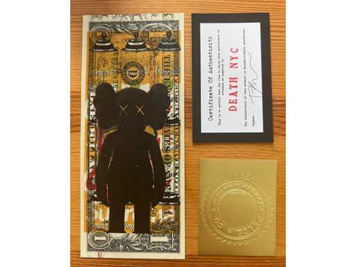 DEATH NYC: Kaws on US Dollar 1/100