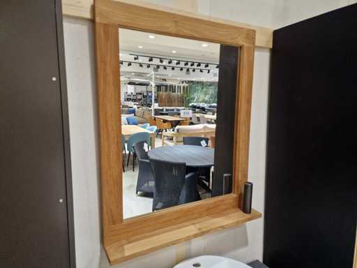 Miroir teck Line 75 x H90cm avec cadre 7cm - Étagère
