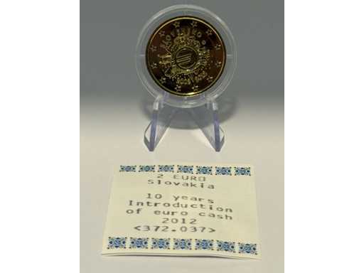 Moneta commemorativa di 2 euro placcata oro Austria 2012 10 anni euro