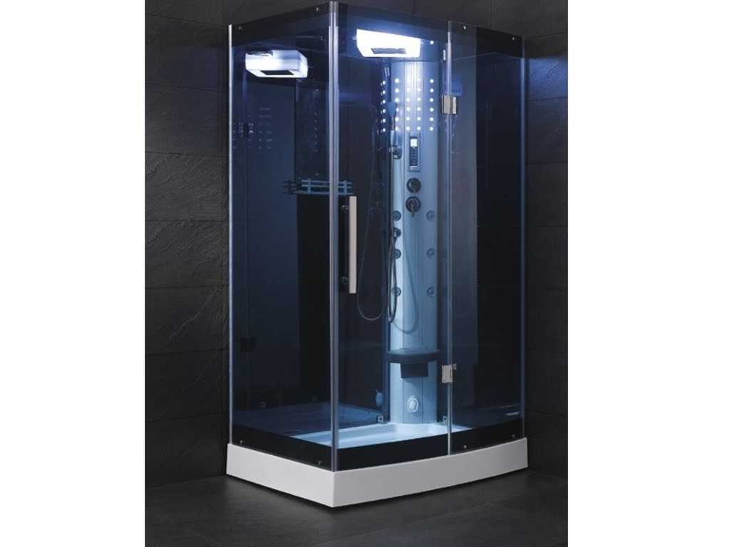 Steam room rectangular - black cabin with white base plate 120x90x215 cm (Right position)