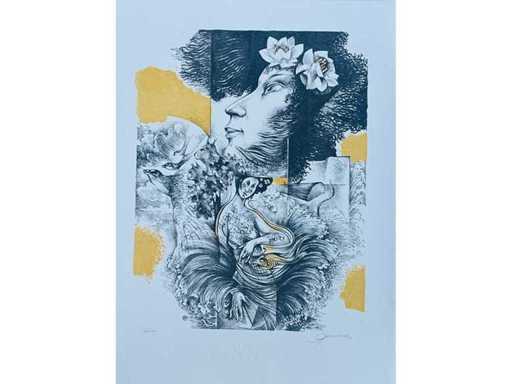 Hedwig Pauwels - nude - colour lithograph 