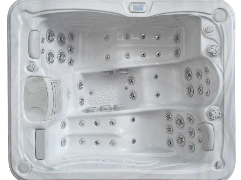 Outdoor Spa 3-person 180x220 cm - White bath with anthracite skirts - Incl. Bluetooth