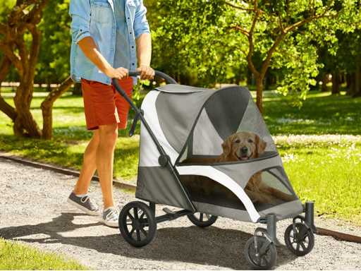 Poussette pour chiens Pliable pour groot chiens & chats jusqu’à 30 kg 