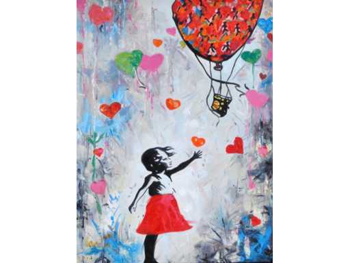 Loïc Tuhal - Ode aan Banksy - olie op doek - 120x90 cm