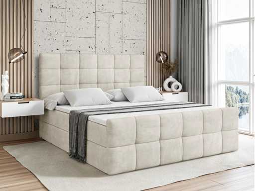 Box spring bed 180x200 - matras - matrastopper - borst - beige fluweel