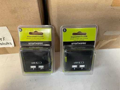 Soclu Smartwares 2x USB încorporat, seria S2 antracit (200x)