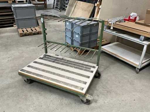 Carrello da trasporto, carrello di stoccaggio per materiale in lastra 11 sezioni 120x80cm, 4 ruote girevoli