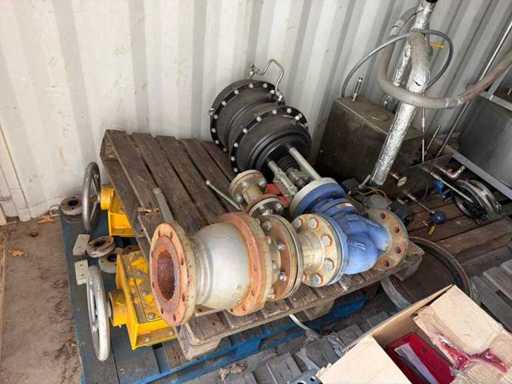 batch of heavy industrial valves, pipes and components