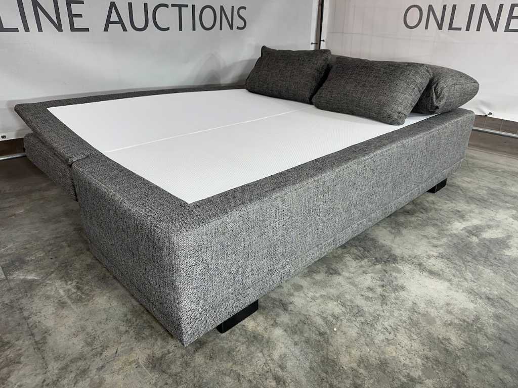 Hjort Knudsen - Sofa bed, grey fabric, black legs, bed 135x195 cm