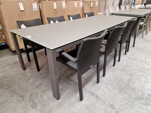 Jati-Kebon - Alu Garden Table Arolla XL Taupe 280 x 110cm + Verre Taupe