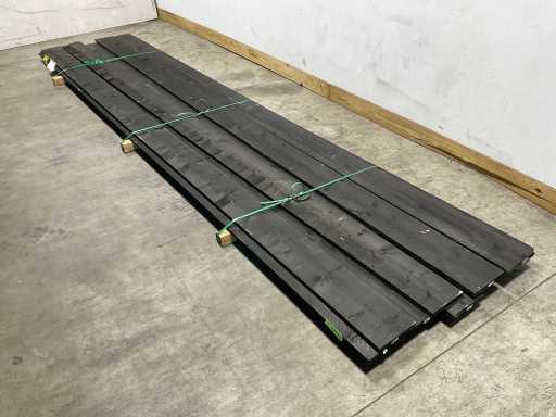 Fichtentopfdeckel Brett schwarz 480x20x2,2 cm (9x)
