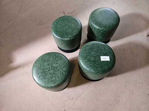 4x Pouf en cuir Simili vert 40 cm Ø