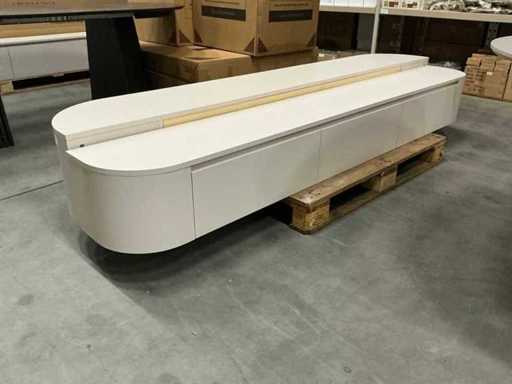 Mobili TV Hermosa Round Japandi beige opaco 240cm H28cm