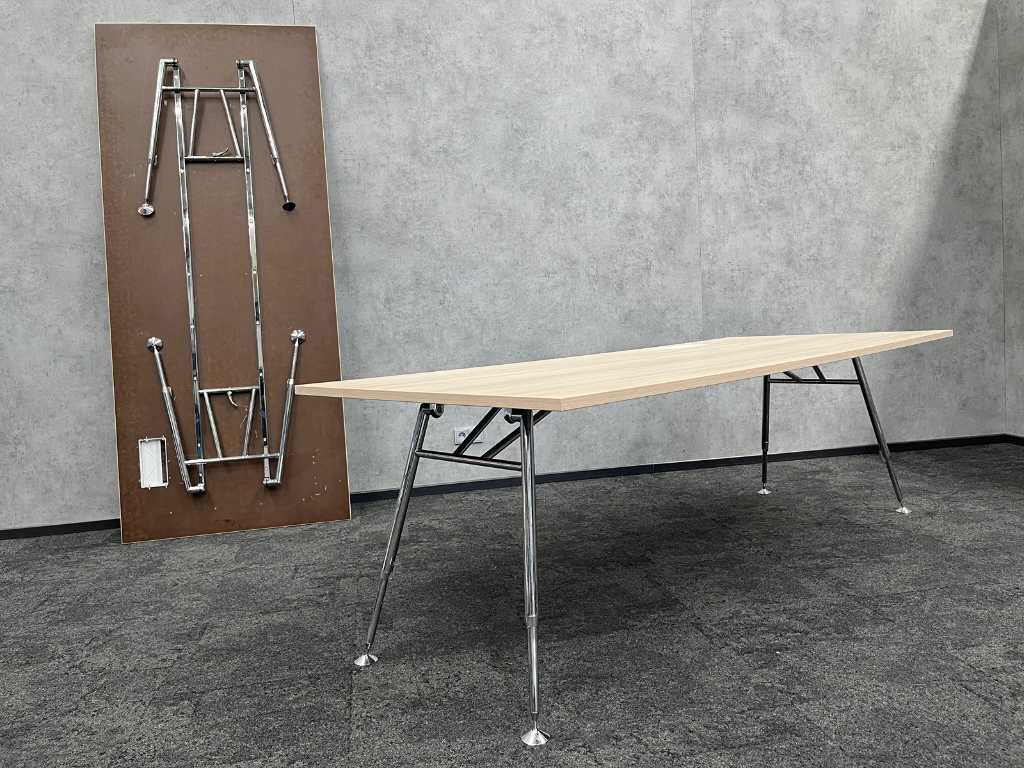 Lensvelt Foldable Desk - design masă pliabilă 240x100 - alb/lemn/cromat (2x)